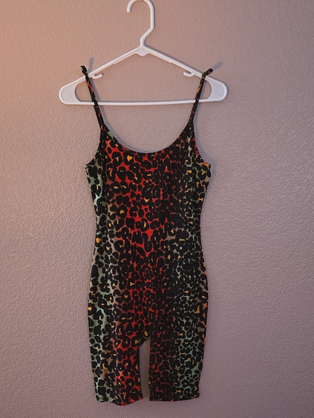 Fashion Nova Multicolor Leopard Print Romper - Red Green Yellow Black